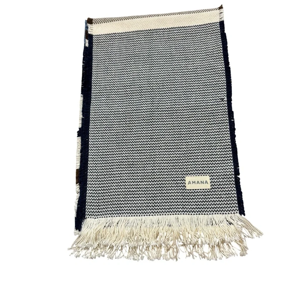 Amana 100% Cotton Woven Fringe End Scarf Made in USA‎